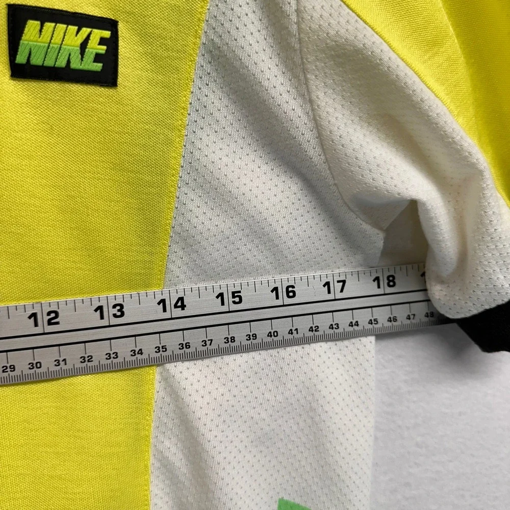 VTG Nike Cycling Jersey Mens S Neon Yellow Green 90s Quarter Zip Mesh Pockets